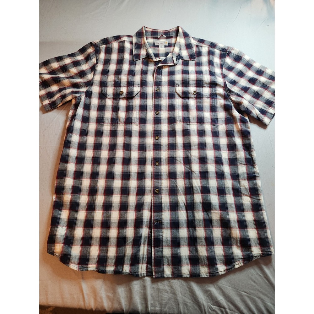 Carhartt XL Tall Mens Plaid Short Sleeve Button Up Shirt Work Casual